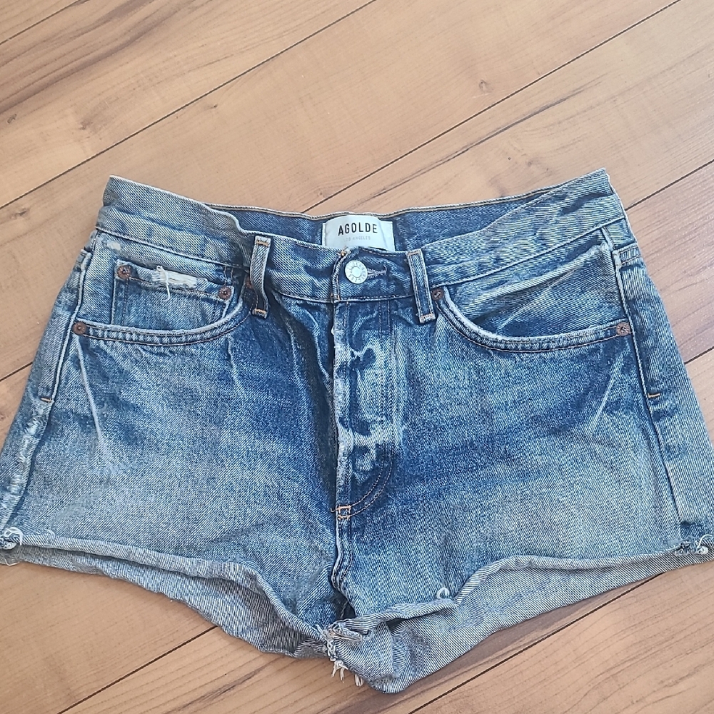 Agolde Blue Jean Shorts Cut-Off Style